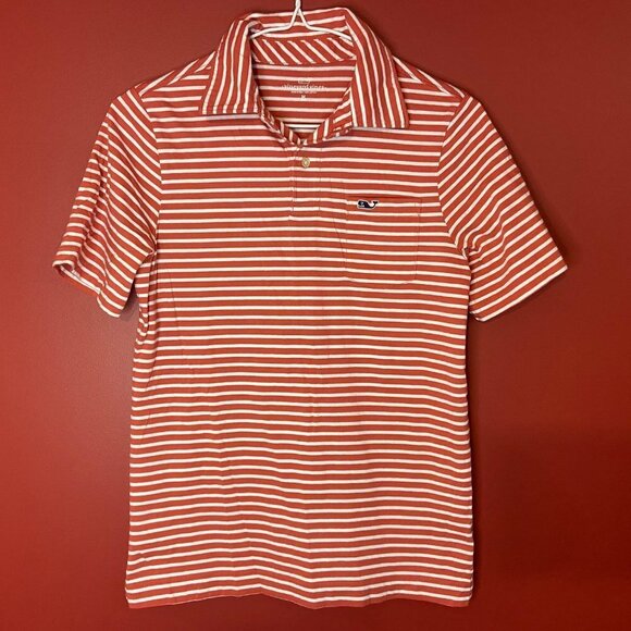 Vineyard Vines Boy's Ginger Striped Pocket Polo Shirt - Size Medium (12-14) - Picture 1 of 3